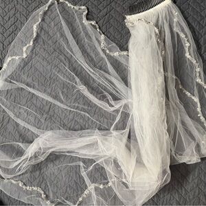 Wedding veil- white beaded and rhinestones